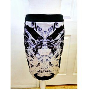 RARE TED BAKER X-Ray Black Purple Graphic Printed Pencil Skirt XS 1